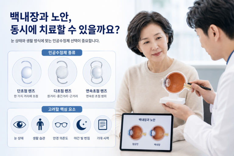 백내장과 노안 동시 치료를 위한 인공수정체 선택 상담