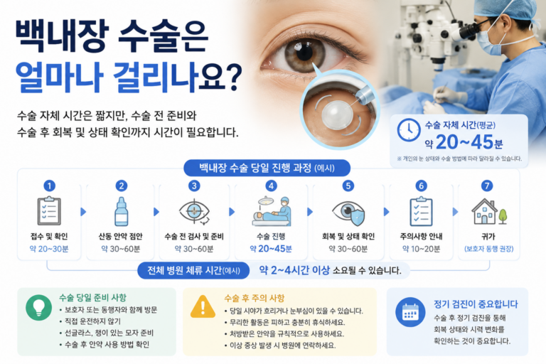 백내장 수술 시간과 당일 병원 체류 과정