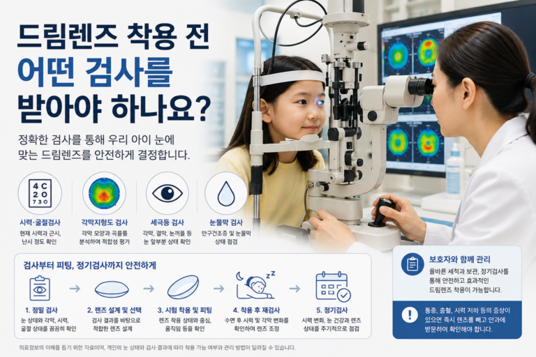 드림렌즈 착용 전 검사와 각막지형도 확인