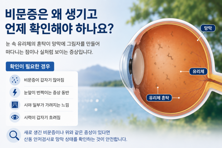 비문증 원인과 유리체 혼탁으로 눈앞에 떠다니는 점과 실 모양