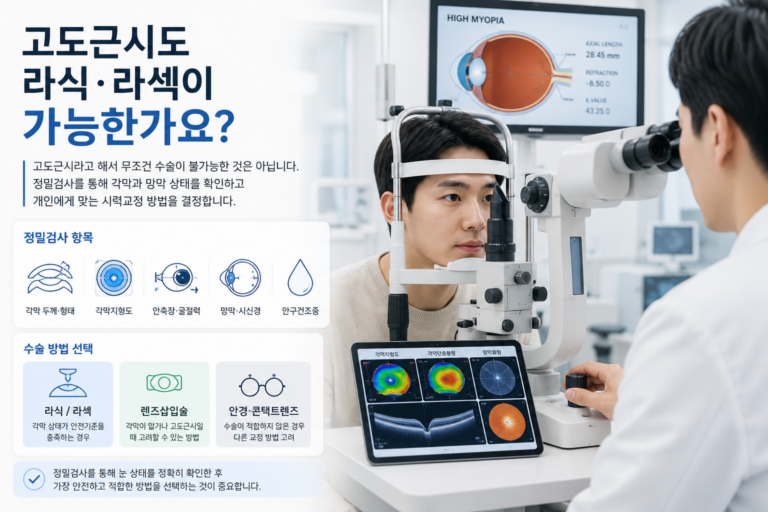 고도근시 시력교정과 라식 라섹 렌즈삽입술 검사