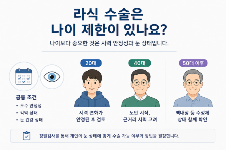 라식 수술 나이 제한과 20대 40대 50대 검사 기준