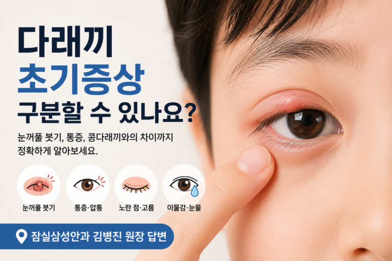 다래끼 초기증상으로 나타나는 눈꺼풀 붓기와 통증